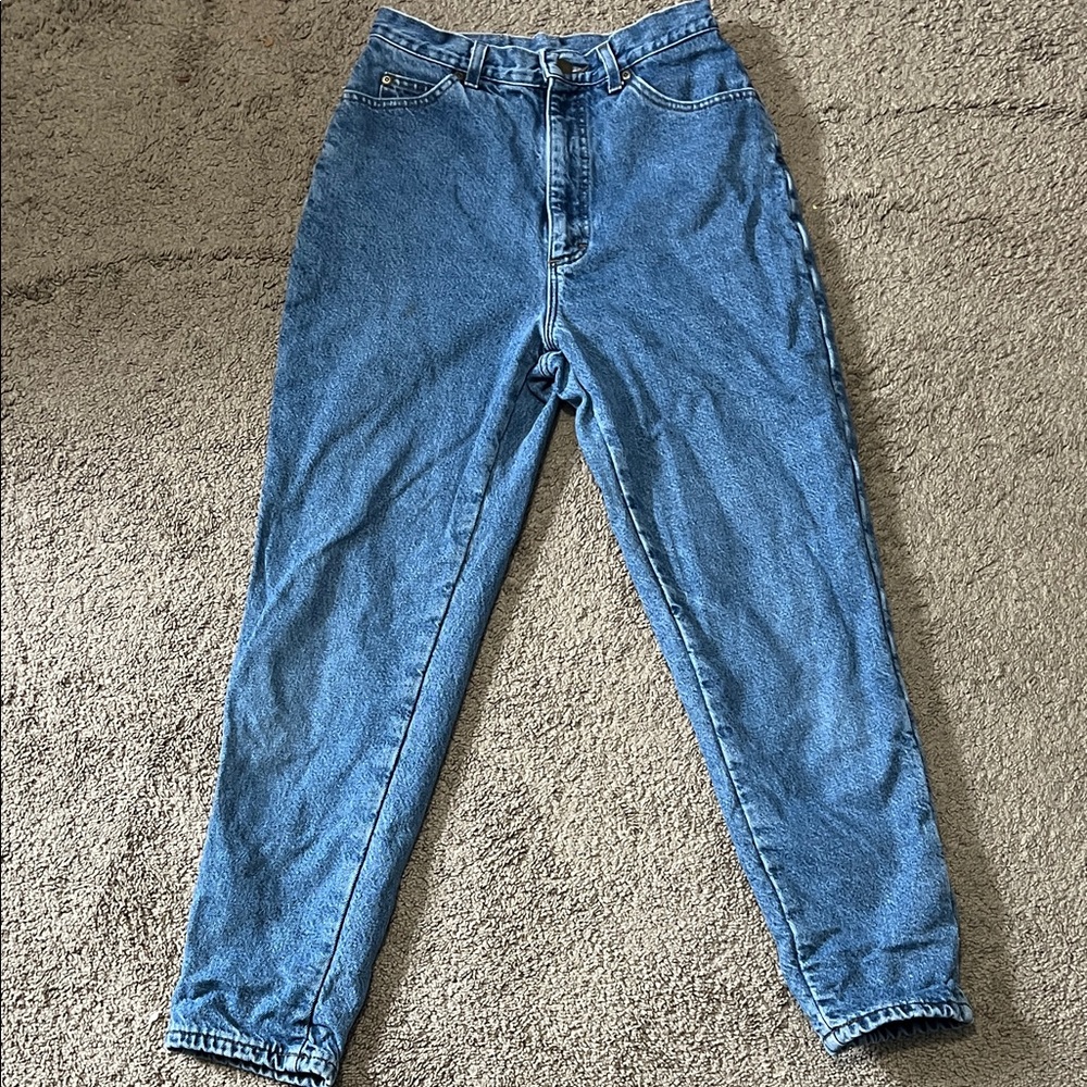 LL Bean Flannel Lined Classic Blue Denim High Waisted Women's Jeans